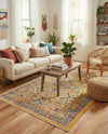 Seville Stripes Collection Area Rug -  Malaga (Yellow) Rectangle Yellow  lifestyle 8