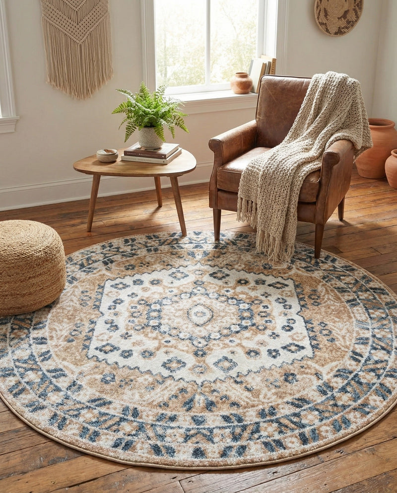 Cambridge Classics Collection Area Rug -  Pembroke (Beige) Round Beige  lifestyle 58