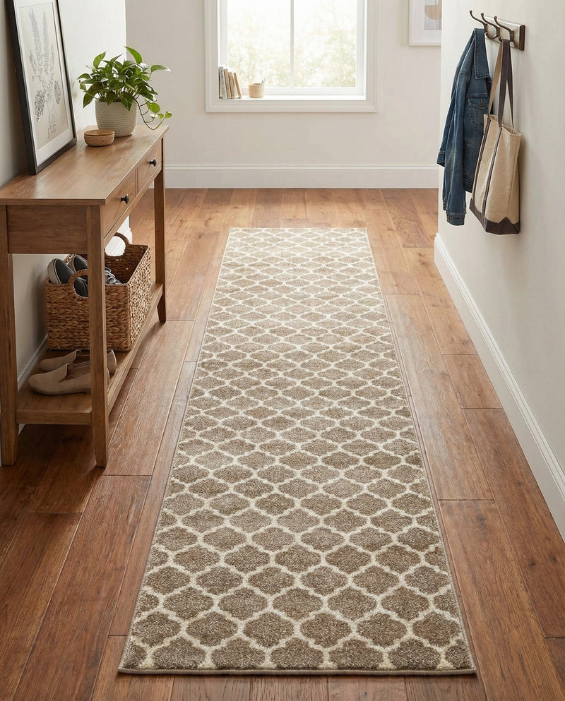 Lattice Gardens Collection Area Rug -  Bloomfield (Light Brown) Runner Light Brown  lifestyle 39