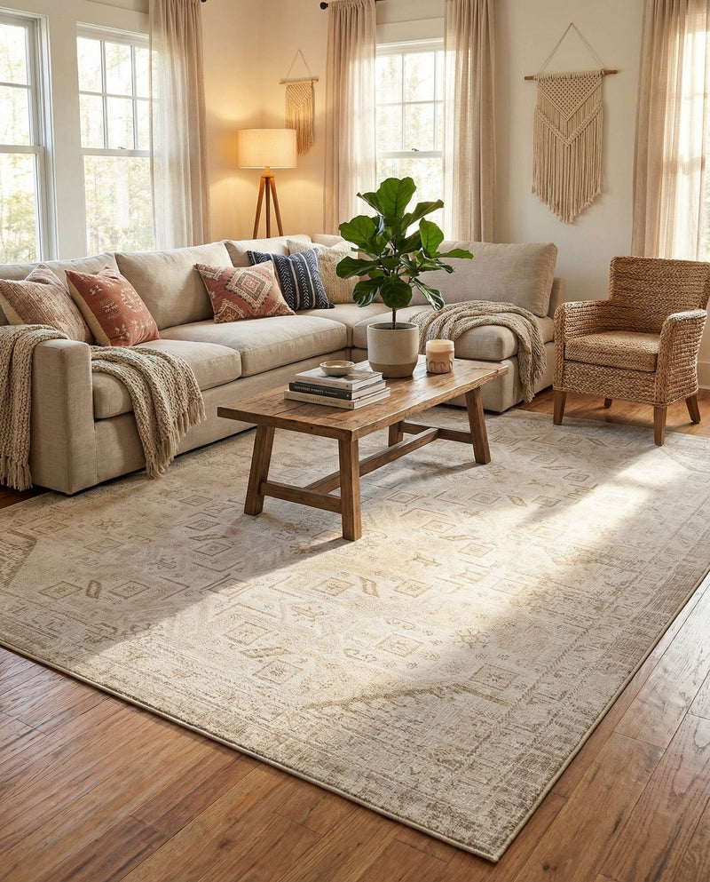 Tribal Terrace Treasures Collection Area Rug - Mayan Marina (Light Gray) Rectangle Light Gray  lifestyle 16