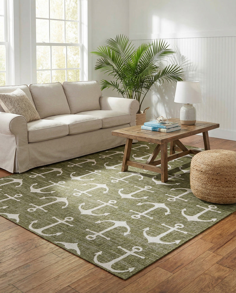 Seaside Haven Rugs Collection Area Rug - Sapphire (Green) Rectangle Green  lifestyle 5