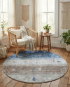 Zagros Shades Collection Area Rug -  Sisakht Round Blue Gray  lifestyle 53