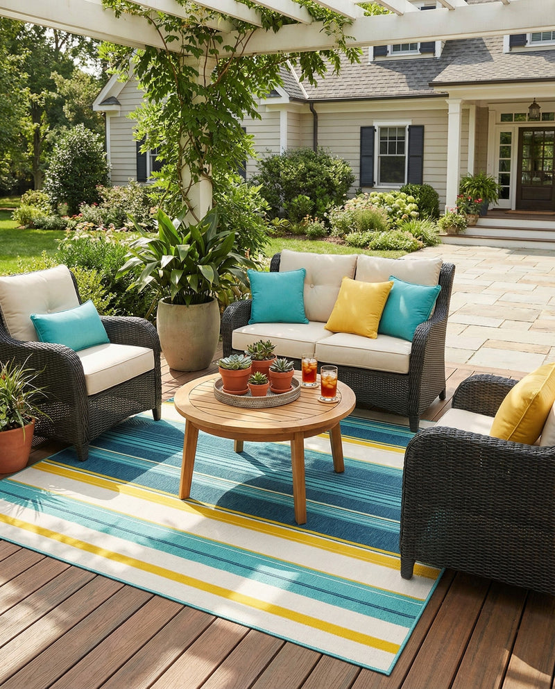 Terrace Fringe Collection Area Rug -  Veranda Square Multi  lifestyle 59