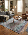 Baroque Era Collection Area Rug - Versailles (Blue Green) Square Blue Green  lifestyle 47