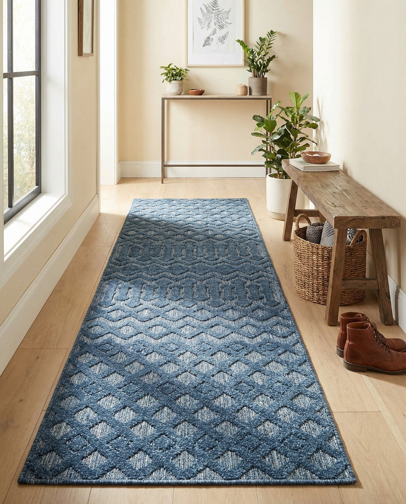 Garden Lattice Charm Collection Area Rug -  Pergola (Navy Blue) Runner Navy Blue  lifestyle 40