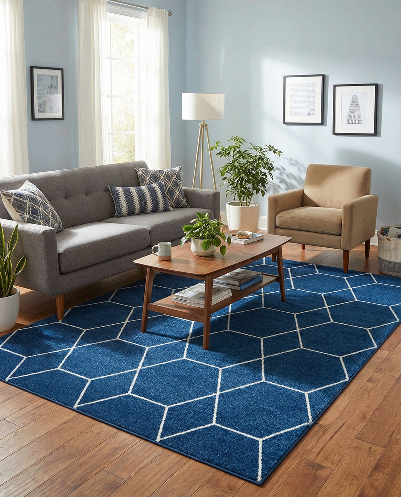 Trellis Mosaic Collection Area Rug - Arborville (Navy Blue) Rectangle Navy Blue  lifestyle 8