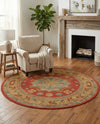 Persian Elegance Collection Area Rug - Isfahan Round Red  lifestyle 35