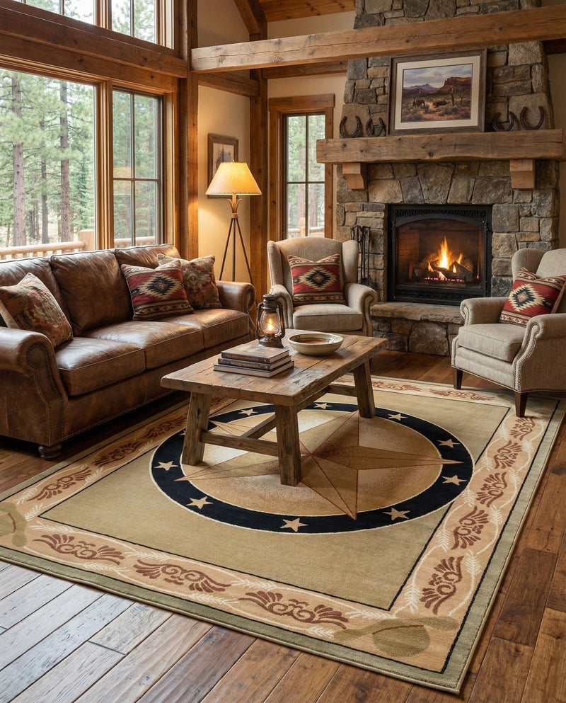Frontier Trails Collection Area Rug - Redwood Rectangle Green  lifestyle 29