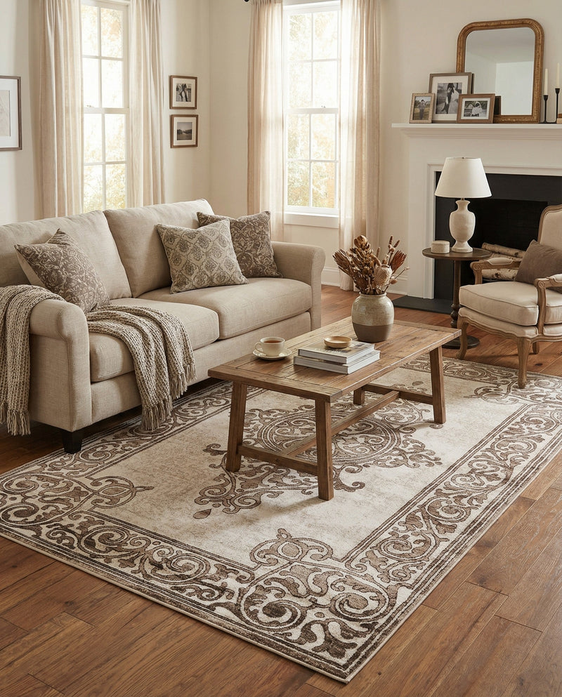 Sanctuary Retreat Collection Area Rug - Haven Rectangle Chocolate Brown  lifestyle 42