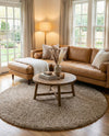 Plush Oasis Collection Area Rug - Serenity (Taupe) Round Taupe  lifestyle 49
