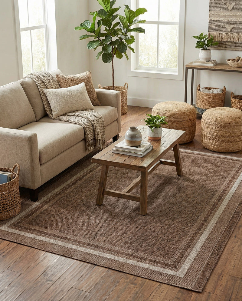 Terrace Fringe Collection Area Rug - Veranda (Brown) Rectangle Brown  lifestyle 20