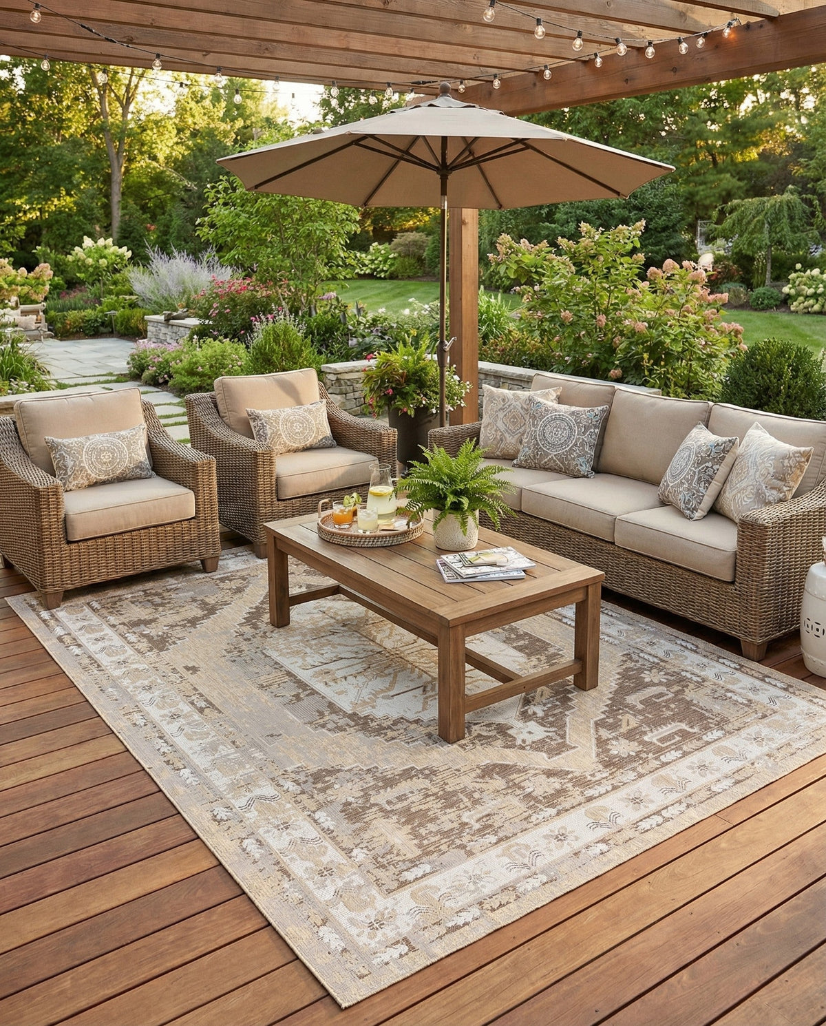 Patio Heritage Collection Area Rug -  Augusta (Natural) Rectangle Natural  lifestyle 5