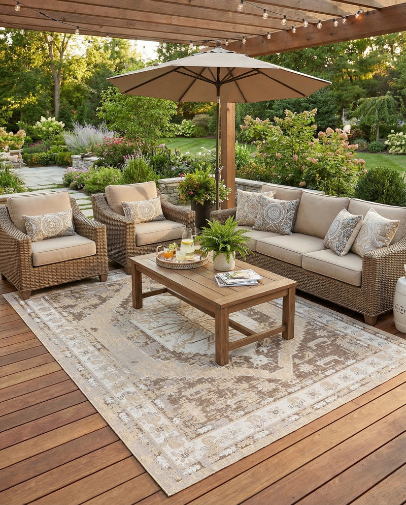 Patio Heritage Collection Area Rug -  Augusta (Natural) Rectangle Natural  lifestyle 5