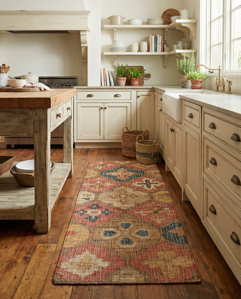Benares Handwoven Jute Collection Area Rug - Ganges Runner Multi  lifestyle 50