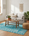 Brighton Stripes Collection Area Rug - Sussex (Turquoise) Rectangle Turquoise  lifestyle 12