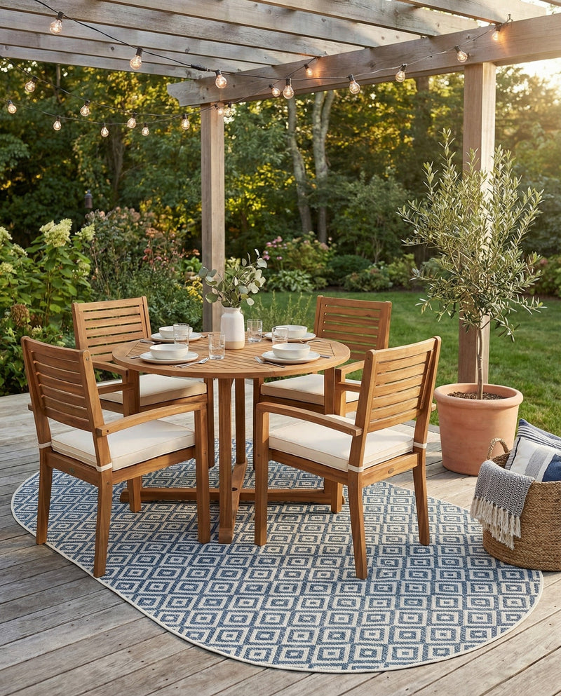 Urban Oasis Rugs Collection Area Rug -  Rooftop (Blue) Oval Blue  lifestyle 32