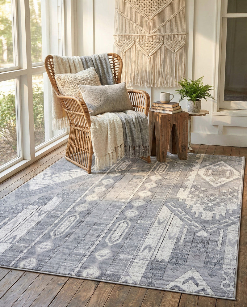 Cascade Range Collection Area Rug - Hood (Gray) Rectangle Gray  lifestyle 3