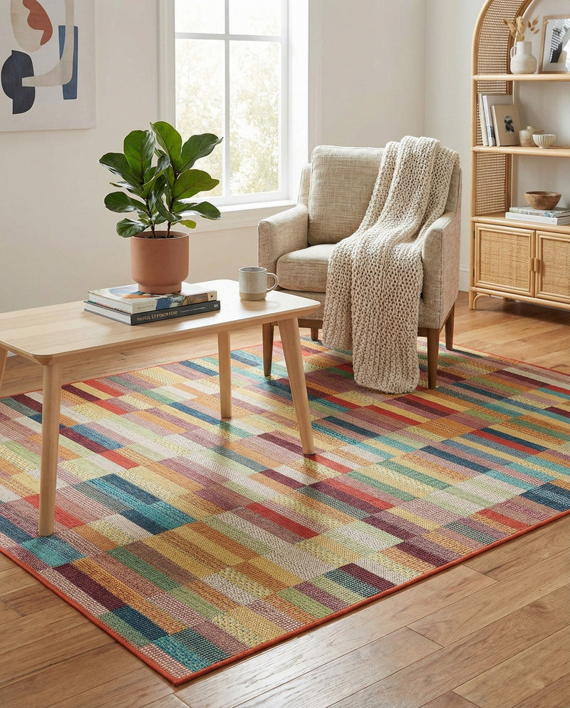 Coastal Terrace Collection Area Rug -  Harbor Rectangle Multi  lifestyle 6
