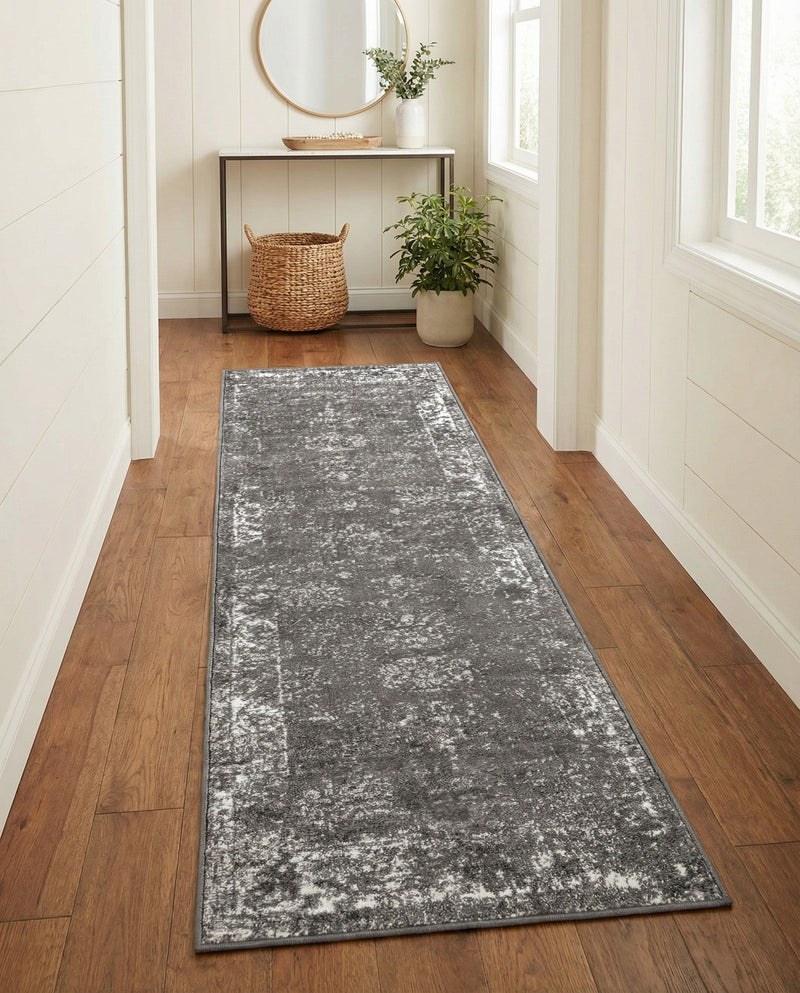 Riviera Elegance Collection Area Rug - Antibes (Dark Gray) Runner Dark Gray  lifestyle 57