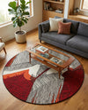 Urban Terrace Collection Area Rug -  Porch Round Red and Black  lifestyle 38