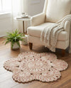 Woven Seaside Jute Collection Area Rug - Nantucket Round Pink and White  lifestyle 14
