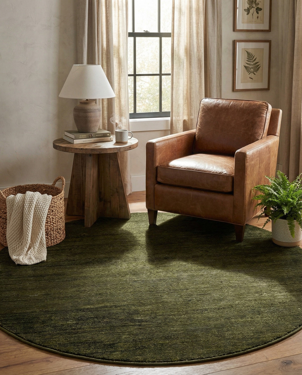 Bloomsbury Elegance Collection Area Rug -  Kensington (Green) Round Green  lifestyle 83