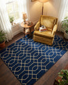 Hollywood Luxe Collection Area Rug - Sunset (Navy Blue Gold) Rectangle Navy Blue Gold  lifestyle 9