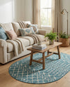 Savannah Pergola Collection Area Rug -  Pergola (Teal) Oval Teal  lifestyle 67