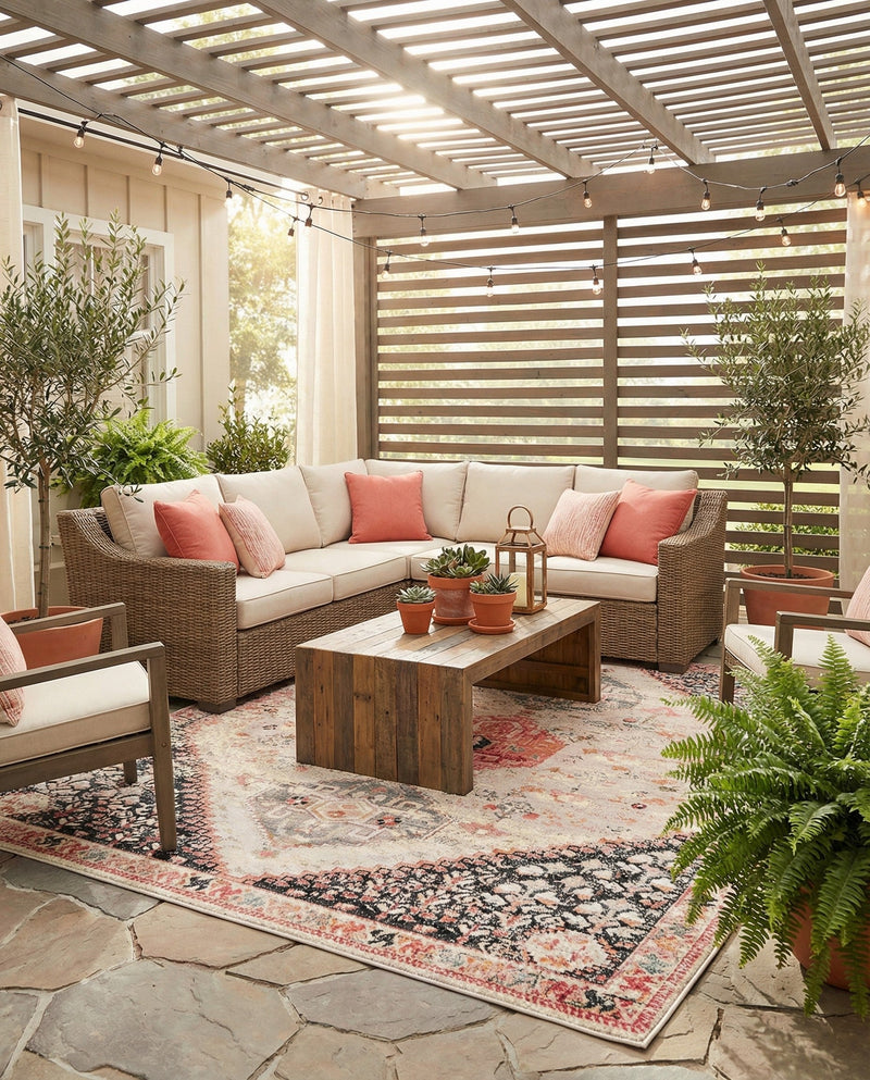 Patio Heritage Collection Area Rug -  Meadow Rectangle Multi  lifestyle 6