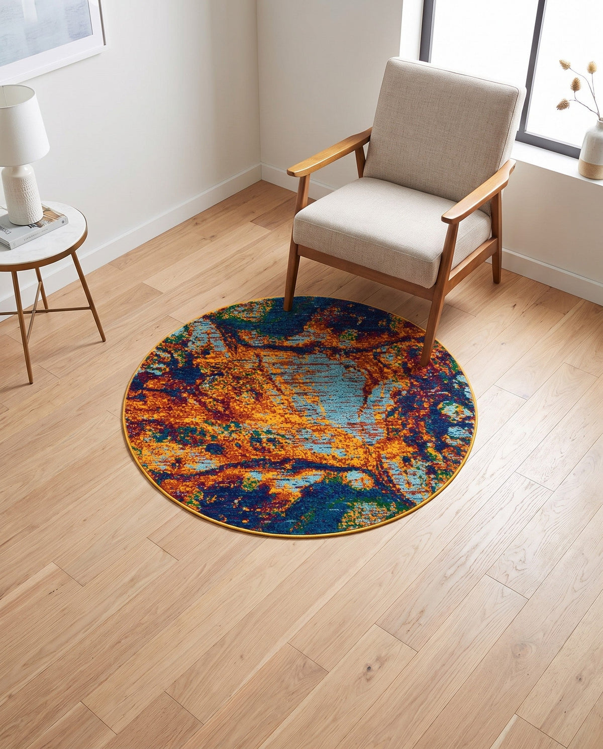 Caribbean Cove Collection Area Rug -  Bequia Round Multi  lifestyle 94