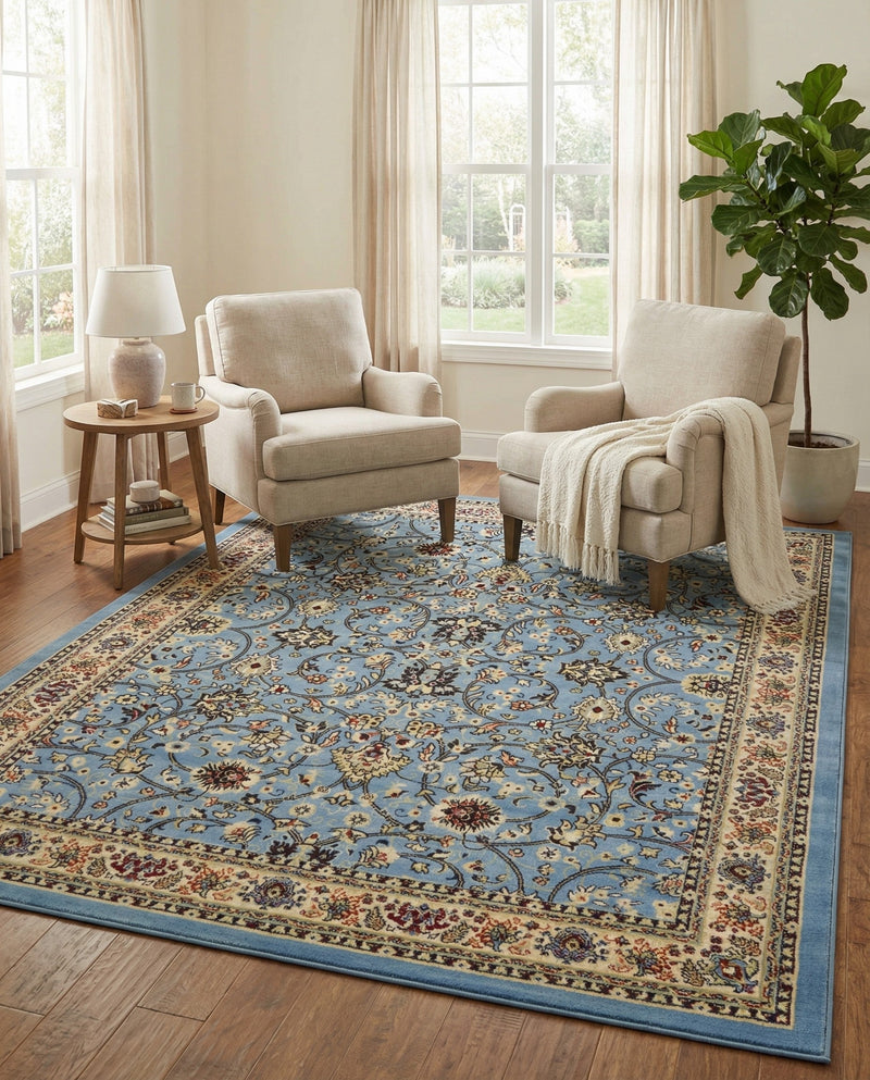Isfahan Elegance Collection Area Rug - Naghsh-e Jahan (Light Blue) Rectangle Light Blue  lifestyle 14