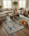 Seville Stripes Collection Area Rug -  Granada (Blue) Rectangle Blue  lifestyle 5