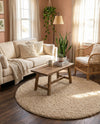 Alpine Plush Collection Area Rug -  Cortina (Linen) Round Linen  lifestyle 32