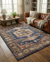 Eden Oasis Collection Area Rug -  Refuge (Blue) Rectangle Blue  lifestyle 6