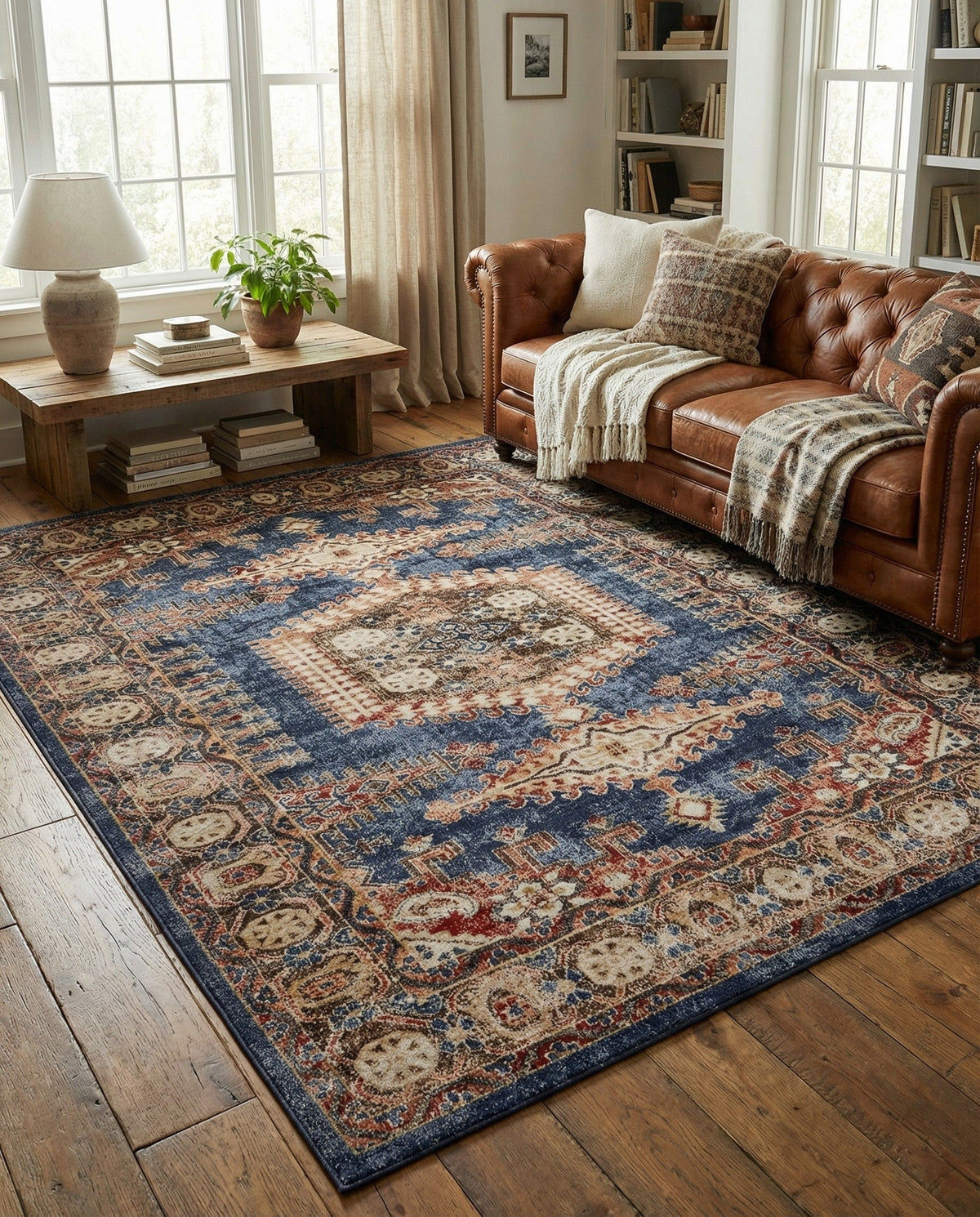 Eden Oasis Collection Area Rug -  Refuge (Blue) Rectangle Blue  lifestyle 6