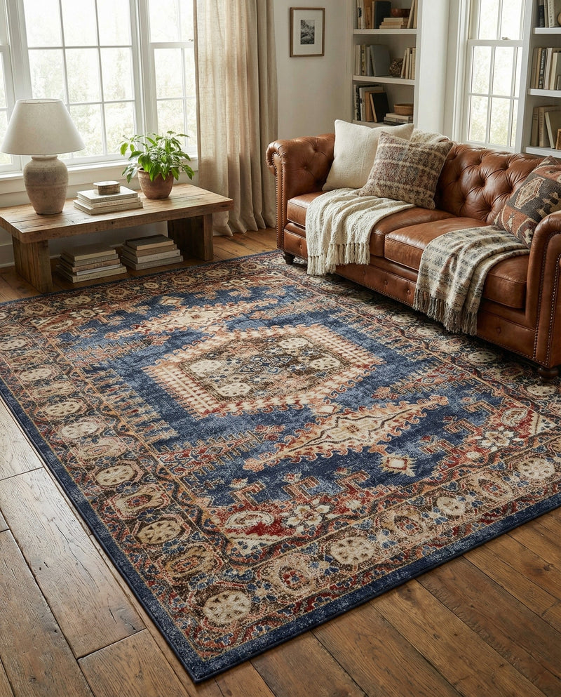 Eden Oasis Collection Area Rug -  Refuge (Blue) Rectangle Blue  lifestyle 6