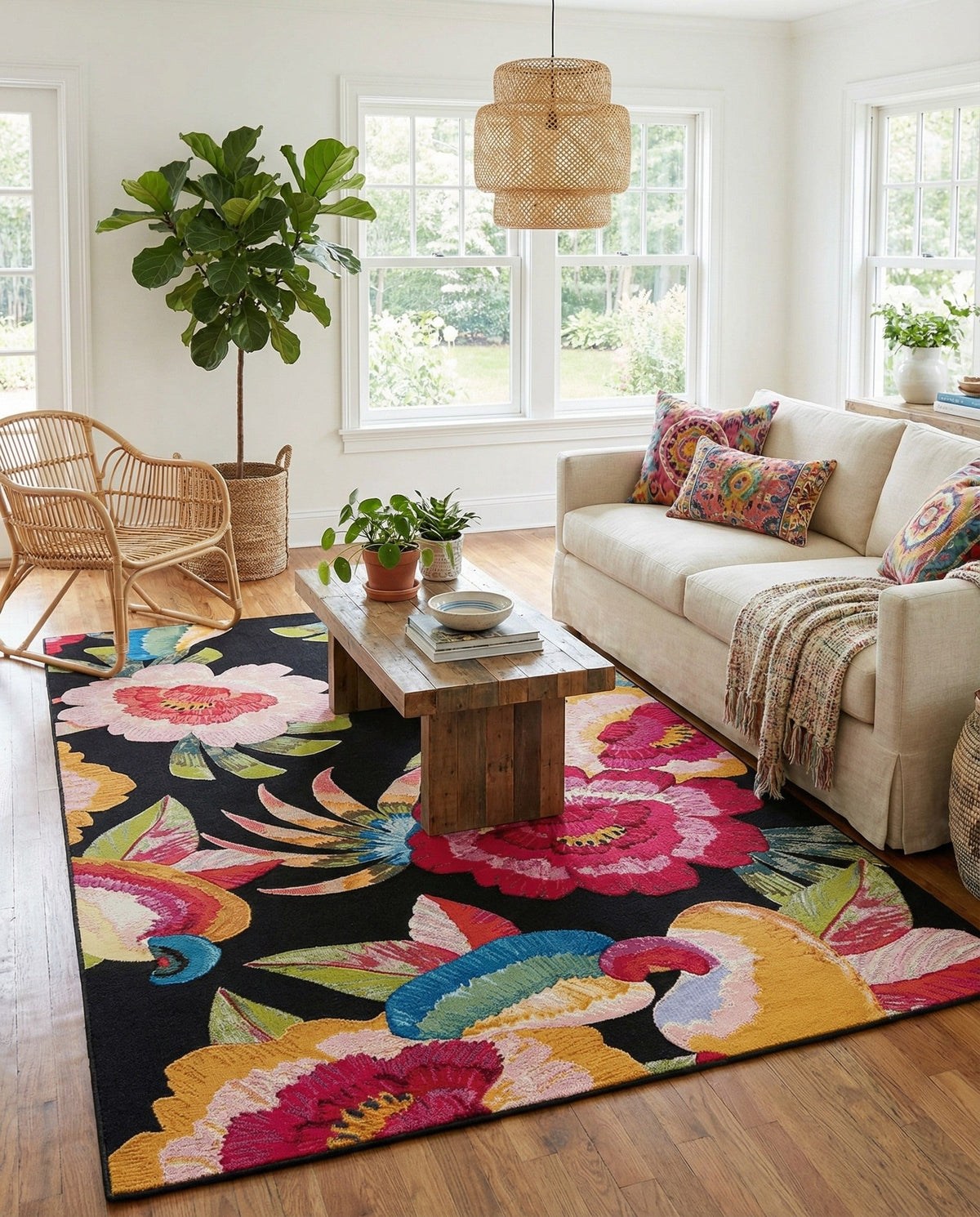 Seaside Blooms Collection Area Rug -  Versailles Rectangle Multi  lifestyle 35