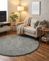 Cozy Comfort Shag Collection Area Rug - Haven (Cloud Gray) Round Cloud Gray  lifestyle 38