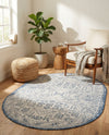 Tribal Terrace Treasures Collection Area Rug - Mayan Marina (Blue) Oval Blue  lifestyle 72