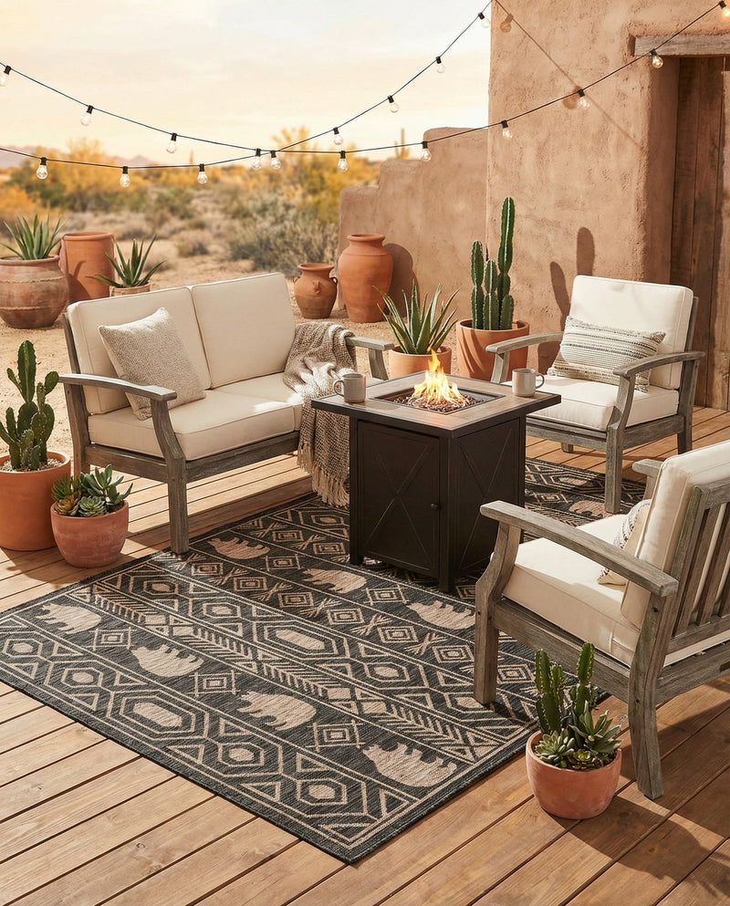 Mesa Oasis Rugs Collection Area Rug - Sundown Rectangle Black  lifestyle 38
