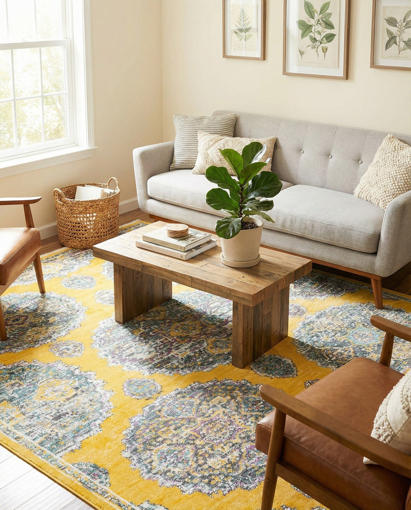 Arcadia Rugs Collection Area Rug -  Atlantis (Yellow) Rectangle Yellow  lifestyle 24