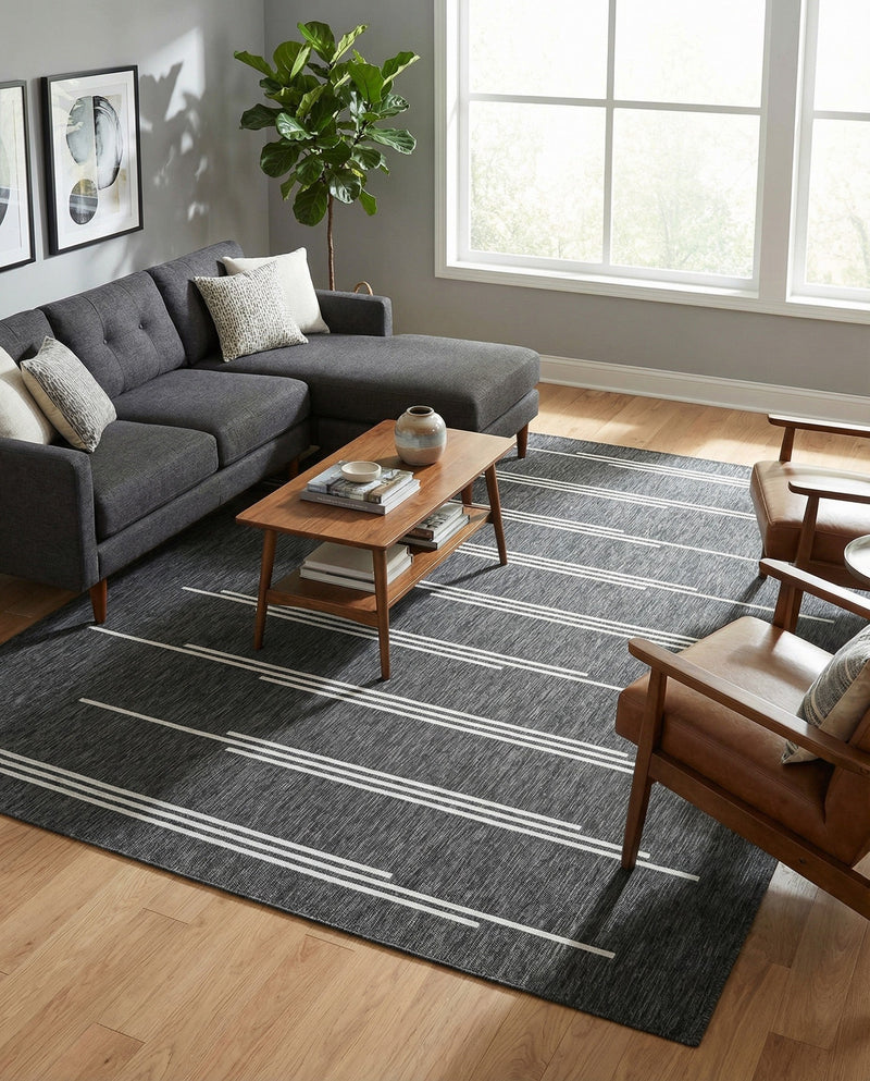 Urban Terrace Collection Area Rug -  Brooklyn Rectangle Black and White  lifestyle 53