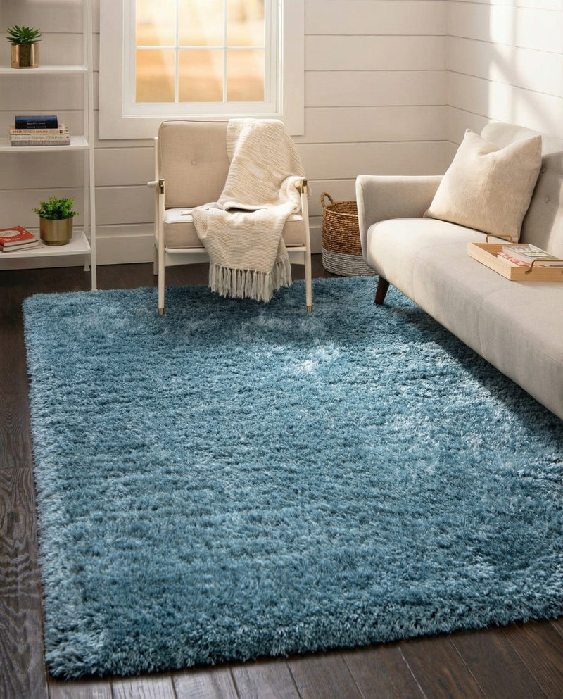 Eternal Plush Oasis Collection Area Rug -  Tranquility (Aegean Blue) Rectangle Aegean Blue  lifestyle 4