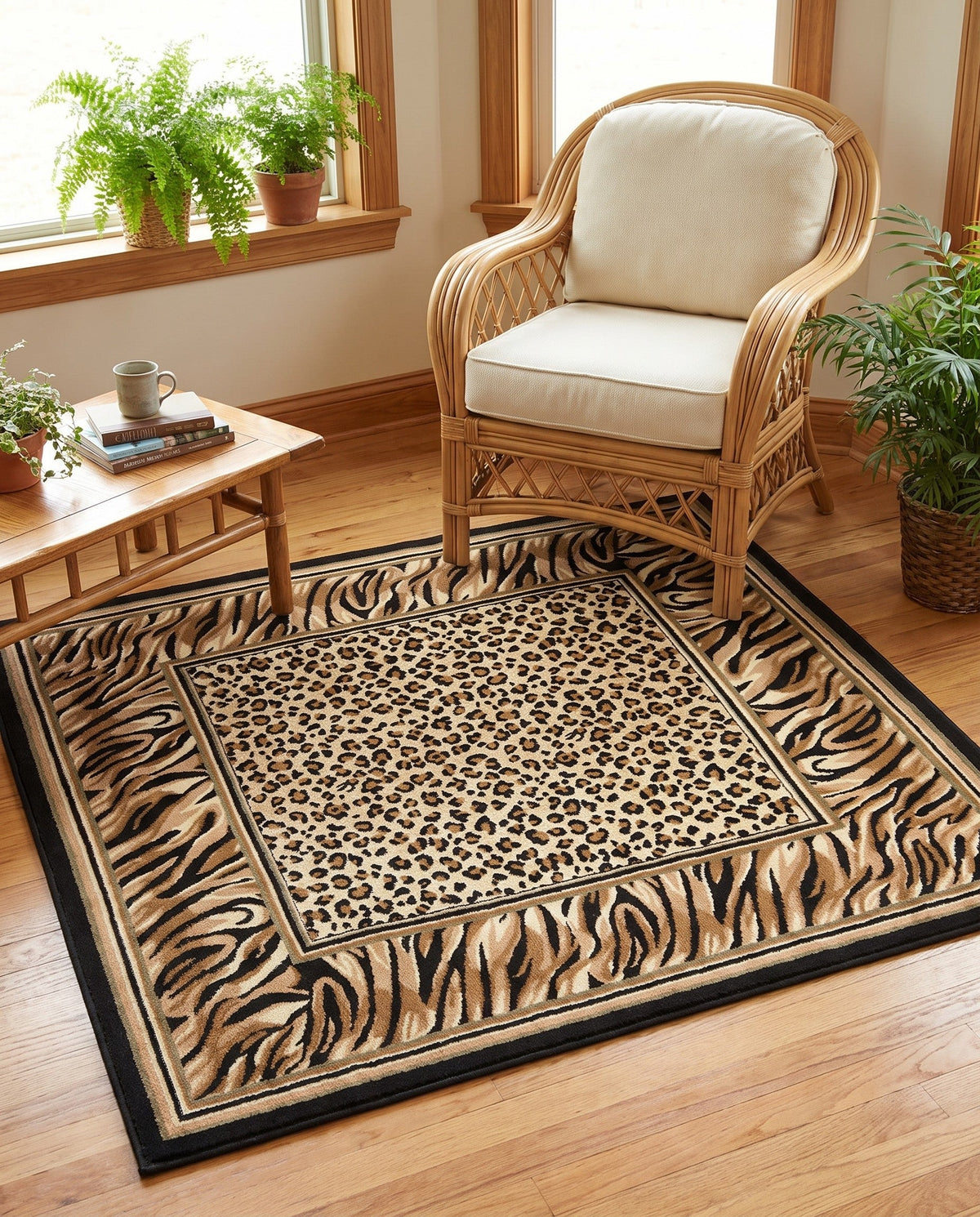 Savannah Sojourn Collection Area Rug -  Chobe Square Light Brown  lifestyle 71