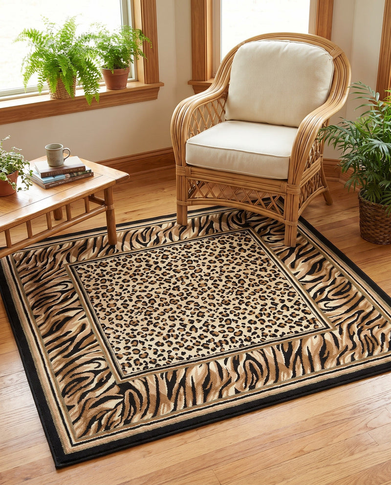 Savannah Sojourn Collection Area Rug -  Chobe Square Light Brown  lifestyle 71