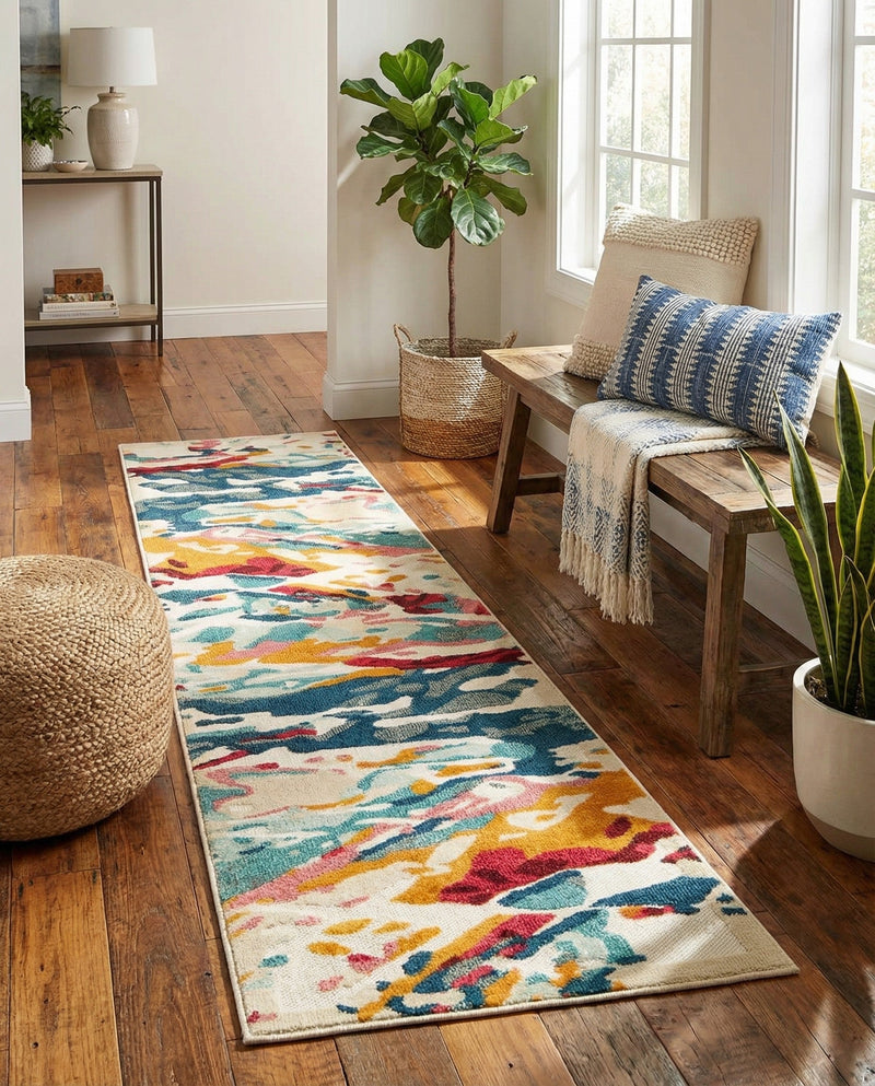 Outdoor Marrakesh Collection Area Rug -  Meknes Runner Multi  lifestyle 78