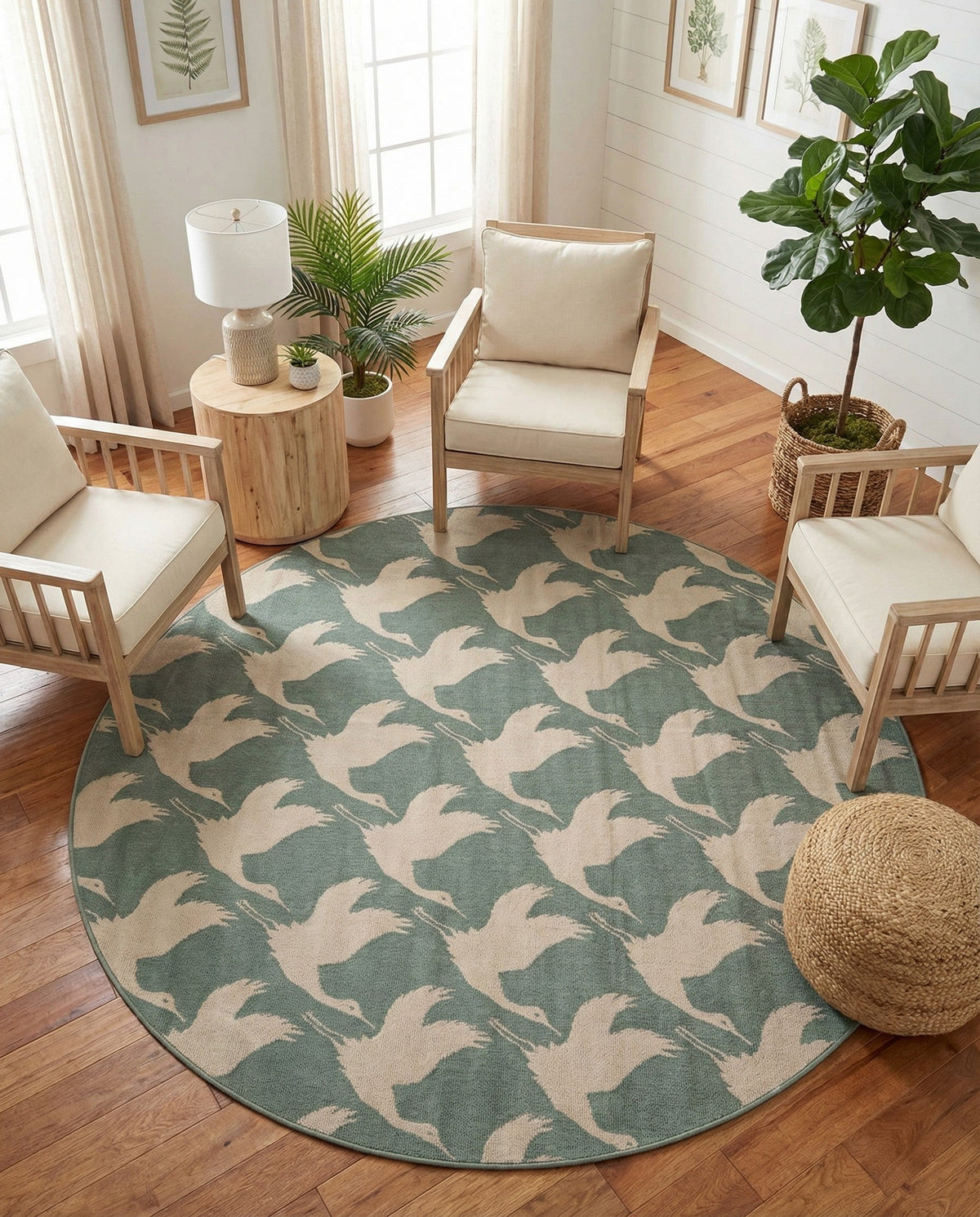 Seaside Haven Rugs Collection Area Rug -  Pelican Round Stone Blue  lifestyle 53
