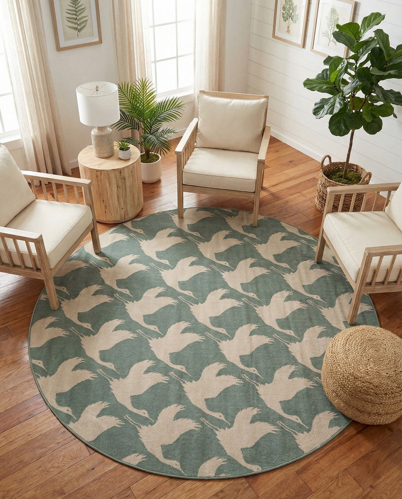 Seaside Haven Rugs Collection Area Rug -  Pelican Round Stone Blue  lifestyle 53