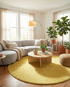 Solid Shag Seaside Collection Area Rug - Azure Cove (Yellow) Round Yellow  lifestyle 38