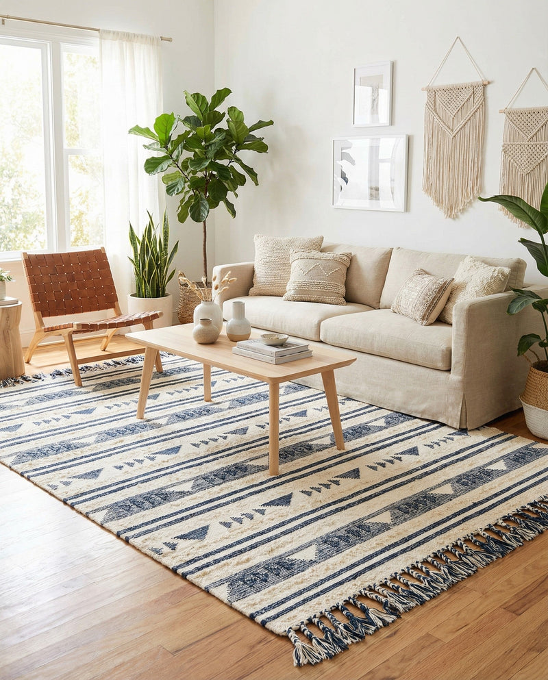 Sonoran Collection Area Rug - Montezuma Rectangle Navy Blue  lifestyle 55